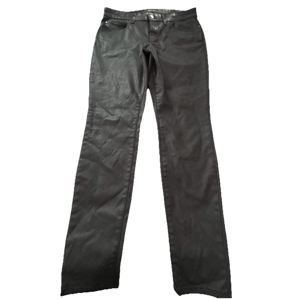 Eileen Fisher Waxed Organic Cotton Blend Coated Den Jeans Black Women's Size 12